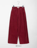 Kansho side pintuck corduroy wide pants