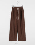 Rich banding wide corduroy pants