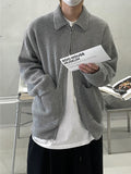 Coma collar knit zip-up