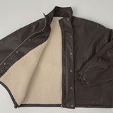 Classic loose fit string full lining high neck leather mustang