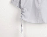 Looney side shirring pocket cropped short-sleeved shirt