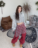 Ellie Layered Check Wrap Skirt