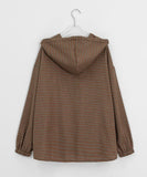 [BAONHAUS] Almeve Peach Fuzz Check Over Hood Shirt