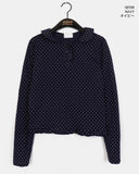Sotten Mini Dot Polka Dot Frill Collar T-Shirt