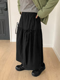 [BAONHAUS] Relia Shirring Ribbon Banding Long Skirt