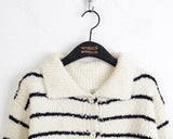 [Wool20] Yats Boucle Stripe Collar Knit Long Sleeve Cardigan