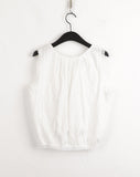 Coffin punched lace string sleeveless blouse