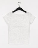 Ivey Floral Shirring V-Neck Short Sleeve T-Shirt