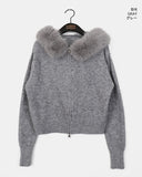 Waring Two Way Angel Fur Hood Knit Zip-up