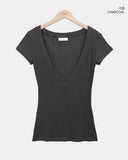 Minko Deep V-Neck Short Sleeve T-Shirt