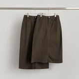 H-line Loose Back Slit Cotton Long Skirt