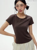 W U-Neck Crop Slim T-shirt