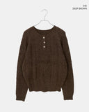 Deha Cable Henley Neck Button Long Sleeve Knit