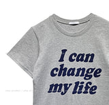 Life lettering crop short sleeves