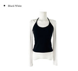 Yuan Halter Sleeveless Layered T-Shirt Set