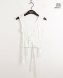 Hino Balletcore Eyelet Ribbon Cropped Sleeveless
