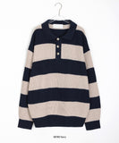 [unisex] Nelfn stripe collar over knit