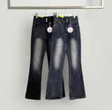 Banding 2-button Long Boot Cut Winter Denim Pants