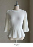 Aro Summer Button Three Quarter Peplum Knit