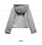 [wool 20%] Dawson Hairy Hooded Duffle Coat