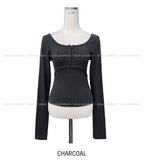 Hooky layered ribbed U-neck long sleeve