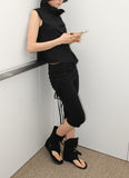 SHIRRING SKIRT-LAYERED PANTS