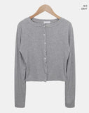 Mien Round Button Long Sleeve Cardigan
