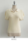 Zendua Open Collar Neck Short Sleeve Knit