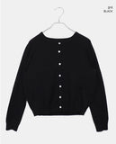 Nilla cut-out round neck button long-sleeved cardigan
