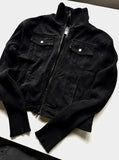 Black Denim Jacket + Knit Jacket