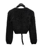 Linked Metal Ring Scarf Fur Cardigan
