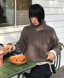 (WOOL) CABLE HIGH-NECK KNIT