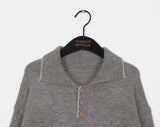 Miden color matching half button pocket collar knit