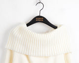 Palms Button Warmer Ribbed Off Shoulder Knit