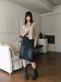 [MADE] Lippe Vintage Pleated Pocket Collar Semi Crop Long Sleeve Shirt