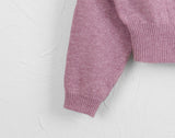 Sar basic boat neck cozy crop long sleeve knit