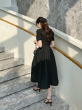Yuel Puff Collar Jacquard Long One Piece (Belt Set)