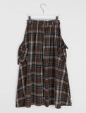 Vanku banding ribbon check long skirt