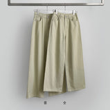 Hidden Banding Mute Color Long Wide Cotton Pants