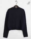 Rolf Cable Round Crop Long Sleeve Knit