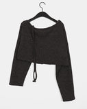 Hoop One-Shoulder Strap Cropped Mesh Knit