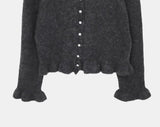 Kepit Frill Button Long Sleeve Knit Cardigan