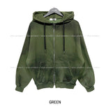 Mety Dirty Damage Semi-Cropped Hooded Zip-Up