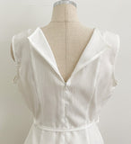 Okan Round Neck Pintuck Sleeveless Blouse (Belt Set)