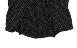 Lotte Dot Frill Ribbon Slim Short Sleeve Blouse