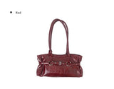 Fes Eyelet Buckle Leather Shoulder Bag