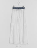 Mitu Summer Check Color Matching Cargo Wide Pants