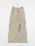 [unisex] Mekis banding string parachute diagonal big cargo pants