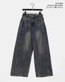 Teensy side pin tuck denim pants