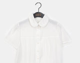 Terrine round collar lace puff short sleeve blouse